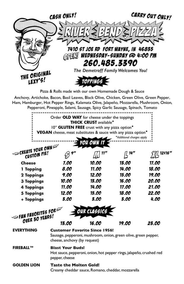 River Bend Pizza Menu image 2